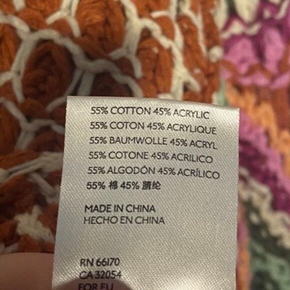 Free People Heatwave Oversized Pullover Cotton Knit Crochet Colorful Sweater - Picture 12 of 13